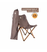 Bag The Joy Ahşap Katlanır Kamp & Bahçe Sandalyesi – Kahverengi Iskelet - Koyu Gri Kılıf