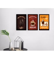 BK Home Coffee Tasarımlı Dekoratif 3’lü Ahşap Siyah Çerçeveli Tablo-3