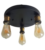 RİOLİGHT RETRO,VİNTAGE,RUSTİK 3XE27 ESKİTME DUYLU METAL PLOFONYER AVİZE ÇAP:30CM (Siyah)