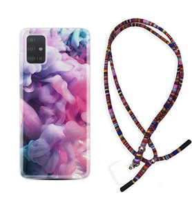 Samsung a71 A72 A73 A7 A9 2018 C7 C9 Kılıf Boyun Asklı Rasta Silikon Pink Cloud 1305