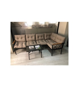 miami Köşe Koltuk Takımı , 3+2 Balkon-bahçe-çay Seti-mutfak Köşesi mermer desen 70x50cm sehpa