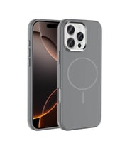 Apple iPhone 16 Pro Max Uyumlu Kılıf M-Safe Şarj Özellikli Metal Kamera Çerçeveli Zore Edi Silikon Kapak (Gri-Gri)