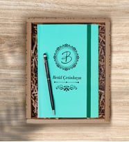 Kişiye Özel Su Yeşili Defter, Kalem Hediye Seti (Kırmızı)