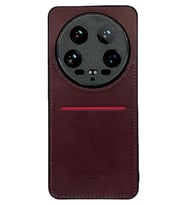 Xiaomi Mi 14 Ultra Kartlıklı Rich Boss Lüx Deri Kılıf Koyu Kırmızı