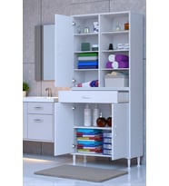 Eliusta Funci Beyaz Renk G:80 cm Banyo Dolabı 3 Kapaklı 7 Raflı Dolap 80x173x32,5 cm Boyutlarında Dolap