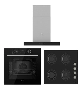 FERRE FRYART SİYAH SET ( D100 SİYAH DAVLUMBAZ-CS205 SİYAH OCAK- XE63CS FRYART SİYAH FIRIN ) (08)