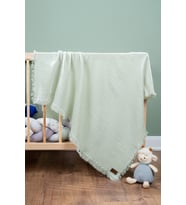%100 Pamuk 4 Katlı Müslin Bebek Battaniyesi (Adaçayı)