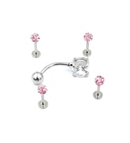 Renkli Taşlı Çelik 5 Adet Kaş Tragus Piercing
