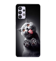 PrintiFy Samsung Galaxy A32 ile Uyumlu 1mm Slim Fit Kedi 2 050c Baskılı Şeffaf  Kılıf