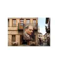 Sivil Gazi Mustafa Kemal Atatürk Yan Portre Poster Bayrak Premium Raşel Kumaş 300x450cm ATA8