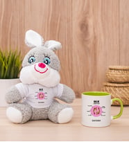 Kişiye Özel Balık Burcuna Hediye Peluş Tavşan ve Yeşil Kupa