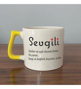 Sevgili Baskılı Sarı Kulplu D Kupa