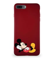 Apple iPhone 8 Plus Soft Premier Kapak Mickey Mouse-F Tasarımlı Silikon Kılıf - Mürdüm (Şeffaf)