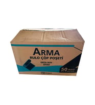 Arma Siyah Orta Boy 55x60 Cm. 30 Litre Çöp Torbası Poşeti - 20 Adetlik 50 Rulo / 1000 Adet / Koli