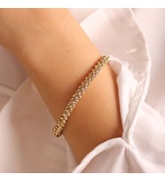 İtaly 14K Dorika Sarı Altın Bileklik 7 mm (Çok Renkli)