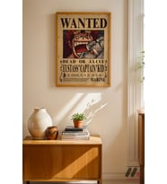 One Piece Eustass Kid Wanted Poster, Ahşap Çerçeveli Duvar Tablosu - Anime Severlere