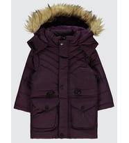 Civil Girls Körük Cepli Kuşaklı 2-5 Yaş Mont - Lila (Mürdüm)