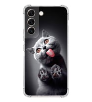 PrintiFy Samsung Galaxy S22 Uyumlu Kedi 2 Baskılı Şeffaf Köşe Korumalı Antişok Kılıf
