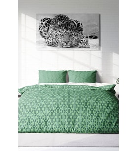 Çift Kişilik ( Lastikli Çarşaflı ) %100 Pamuk Saten Nevresim Takımı Green Pattern