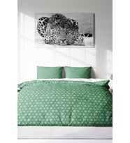 Çift Kişilik ( Lastikli Çarşaflı ) %100 Pamuk Saten Nevresim Takımı Green Pattern