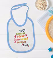 BK Kids Kişiye Özel Mavi Bebek Mama Önlüğü - Model 11