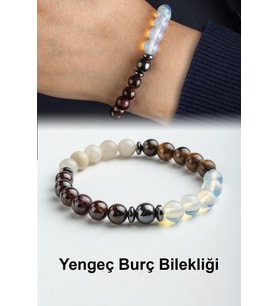Yengeç Burç Bilekliği Opal-Aytaşı-Kaplan Gözü-Garnet Doğal Taş 8mm Bileklik