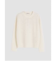 LCW EVERYDAY Beyaz Taşlı Oversize Kadın Triko Kazak