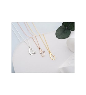 925 Ayar Papatya Silver Kesim Harf Kolye.rose.gold.rodaj