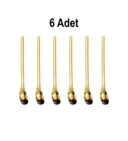 304 Çelik 6 Adet 15,5 cm Gold Kahve Latte Meyvesuyu Kokteyl Barmen Kaşığı cin942