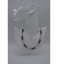 STONEAGE PEMBE KUVARS VE HEMATİT TAŞLI ŞİFA KOLYESİ (Altın / Dore)