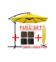 3 Mt 8 Kaburga Full Demir 21 Kg Bahçe Şemsiyesi Full Set Havuz Şemsiyesi Büyük Şemsiye (Sarı)