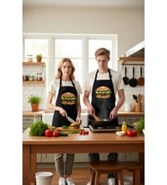 Unisex Mutfak Aşçı Önlüğü Hamburger Para Baskılı Komik Tasarım Günlük Rahat Modern Şık Konforlu