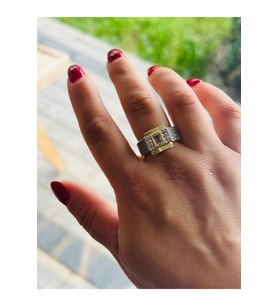 VİNTAGE AYARLANABİLİR GOLD RENK KARE TAŞLI YÜZÜK ACR0129