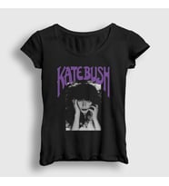 Presmono Kadın Beyaz Poster Kate Bush T-Shirt 523891tt (Siyah)