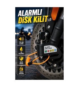 110 dB Alarmlı Motosiklet Disk Fren Kilidi – Su Geçirmez Çelik Gövde 7 mm Uyumlu