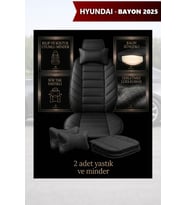 hyundai bayon 2025 Koltuk ve Kılıf uyumlu Minder Siyah Yastık Lüks 2 Minder 2 Yastık
