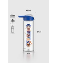 Renga Juno Moving Desen 630 ml Tritan Matara 912088 Füme-Sarı (Mavi Gri)
