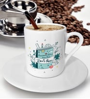 BK Gift Kişiye Özel Öğretmenler Günü Tasarımlı Türk Kahvesi Fincanı-1 (Beyaz)