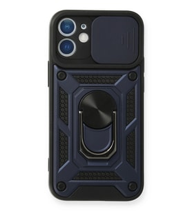 Pilelistore   iPhone 12 Mini Kılıf Pars Lens Yüzüklü Silikon - Lacivert