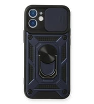Pilelistore   iPhone 12 Mini Kılıf Pars Lens Yüzüklü Silikon - Lacivert