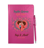 Sevgililer Gününe Özel Pembe Defter Kalem & Hediye Seti 3