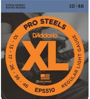D'Addario EPS510 XL ProSteels Elektro Gitar Tel Seti - 10-46 Regular Light (Profesyonel) Paslanmaz Çelik Alaşım, Süper Parlak Ton, Artırılmış Sustain ve Korozyon Direnci