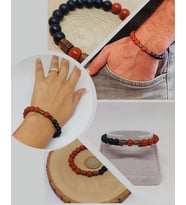 Kırmızı Jasper & Oniks Taşı 8mm Unisex Tasarım Bileklik Hawaii Model (22455)