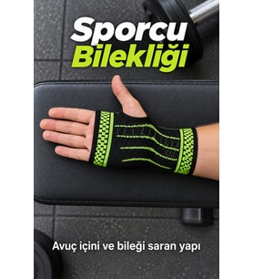 Lexroo Örgü Dokulu El Bilek Desteği Siyah Yeşil Tasarım