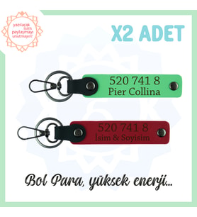 Kırmızı-F Yeşil, Adınıza Özel 2'li Anahtarlık, Bolluk Dolu Sayılar, 520 741 8 Enerji ve Huzur Getir (Çok Renkli)