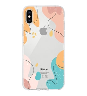 Apple iPhone X Uyumlu Kapak Karışık Renkler Tasarımlı Şeffaf Silikon Kılıf