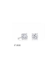 Gümüş Yuvarlak Tek Taş Zirkon Küpe - 4 mm CSR2181376