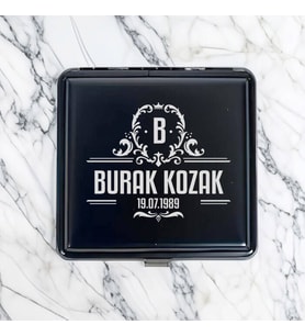 Kişiye Özel Doğum Günü Tarihli Metal Siyah Sigaralık