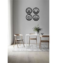 4 ELEMENT AHŞAP MDF DUVAR DEKORU TABLO (Siyah)