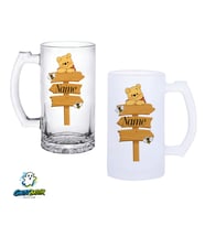 Kişiye Özel Winnie The Pooh Kulplu Bira Bardağı Buzlu veya Şeffaf Seçenekli 0321